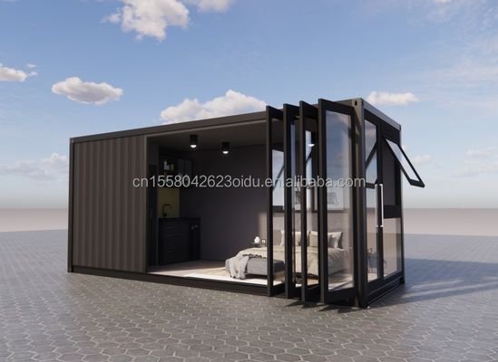 Facilité d'installation Container de livraison préfabriqué de 20 pieds Maison avec salle de bain et mur 50/75/100 mm Panneau sandwich ondulé