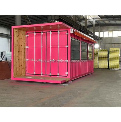Container mobile plat de 20 pieds magasin magasin de café stand de vente au détail avec panneau sandwich ondulatoire de 50 mm mur pour l'hôtel