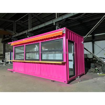 Container mobile plat de 20 pieds magasin magasin de café stand de vente au détail avec panneau sandwich ondulatoire de 50 mm mur pour l'hôtel