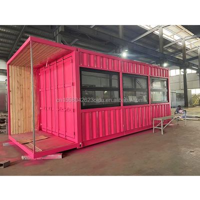 Container mobile plat de 20 pieds magasin magasin de café stand de vente au détail avec panneau sandwich ondulatoire de 50 mm mur pour l'hôtel