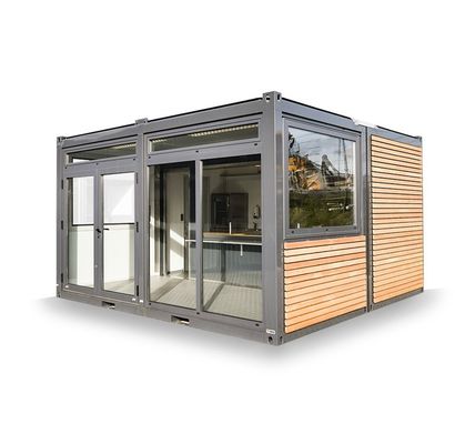 Entrepôt de conteneurs de 20 pieds cadre métallique bois grain hôtel maison mobile avec tubes carrés en acier galvanisé et emballage plat