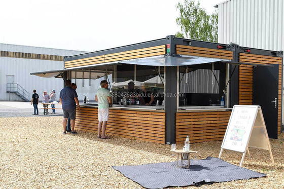 Entrepôt de conteneurs de 20 pieds cadre métallique bois grain hôtel maison mobile avec tubes carrés en acier galvanisé et emballage plat