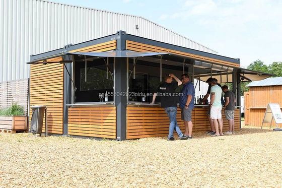 Entrepôt de conteneurs de 20 pieds cadre métallique bois grain hôtel maison mobile avec tubes carrés en acier galvanisé et emballage plat