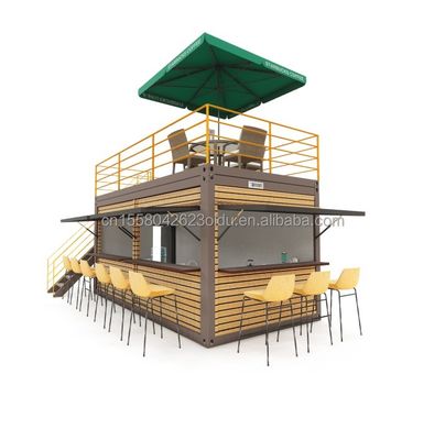 Container de 20 pieds Bar à café Portable Magasin préfabriqué avec conception de conteneur et 50/75/100mm ondes panneaux sandwich murs