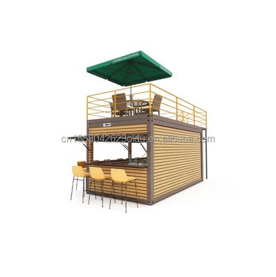 Container de 20 pieds Bar à café Portable Magasin préfabriqué avec conception de conteneur et 50/75/100mm ondes panneaux sandwich murs
