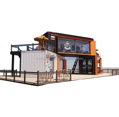 Boutique de conteneurs d'expédition modifiée Maison de conteneurs Café avec tubes carrés en acier galvanisé