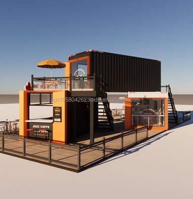 Boutique de conteneurs d'expédition modifiée Maison de conteneurs Café avec tubes carrés en acier galvanisé