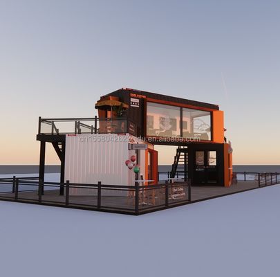 Boutique de conteneurs d'expédition modifiée Maison de conteneurs Café avec tubes carrés en acier galvanisé