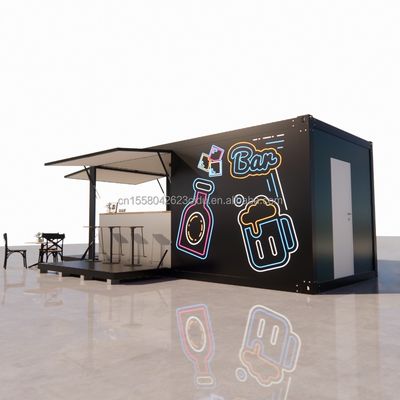 Container House Restaurant Boutique de nourriture de rue Kiosque de 20 pieds Mini Pop Up Shop Container avec fenêtres en alliage d'aluminium