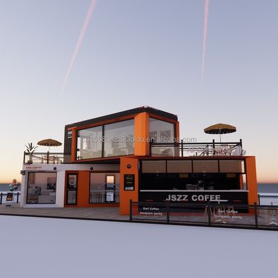 Boutique de conteneurs d'expédition modifiée Maison de conteneurs Café avec tubes carrés en acier galvanisé