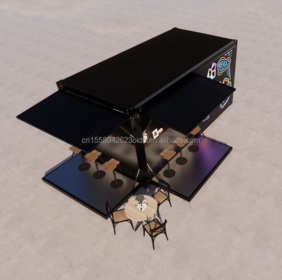 Container House Restaurant Boutique de nourriture de rue Kiosque de 20 pieds Mini Pop Up Shop Container avec fenêtres en alliage d'aluminium