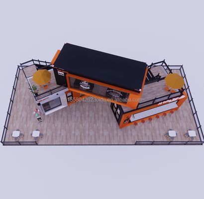 Boutique de conteneurs d'expédition modifiée Maison de conteneurs Café avec tubes carrés en acier galvanisé