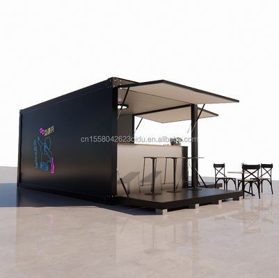 Container House Restaurant Boutique de nourriture de rue Kiosque de 20 pieds Mini Pop Up Shop Container avec fenêtres en alliage d'aluminium