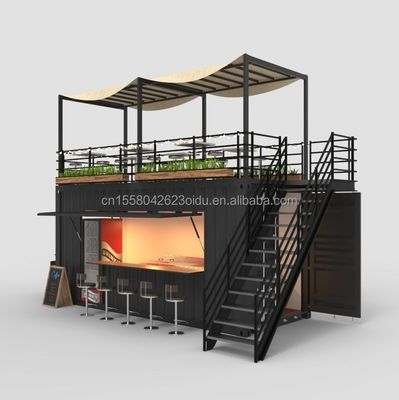 Container Café avec cuisine 20ft cadre en acier galvanisé en acier pliant 180g Restaurant salle de bains incluse