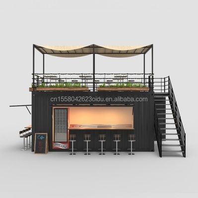 Container Café avec cuisine 20ft cadre en acier galvanisé en acier pliant 180g Restaurant salle de bains incluse