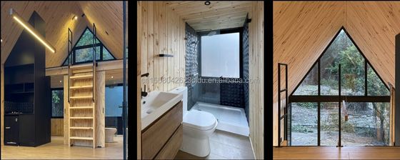 Modern Triangular Resort Hotel maison de conteneurs préfabriquée avec un lit salle de bain cuisine et jardin Fonctionnalités de la porte du panneau sandwich