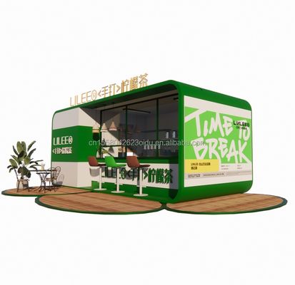 Conteneur d'expédition préfabriqué modulaire Restaurant Bar à café de 20 pieds avec tubes en acier galvanisé carré cadre en acier
