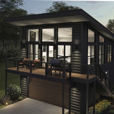 Tubes carrées en acier galvanisé 2 chambres à coucher bâtiment extérieur préfabriqué Container de livraison maison pour villa / jardin de cour chaude