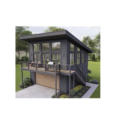 Tubes carrées en acier galvanisé 2 chambres à coucher bâtiment extérieur préfabriqué Container de livraison maison pour villa / jardin de cour chaude