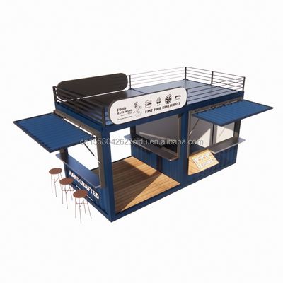 20 pieds ou 40 pieds cadre en acier mobile extensible Bar à café pop up magasin de conteneurs d'expédition avec pliage en acier galvanisé