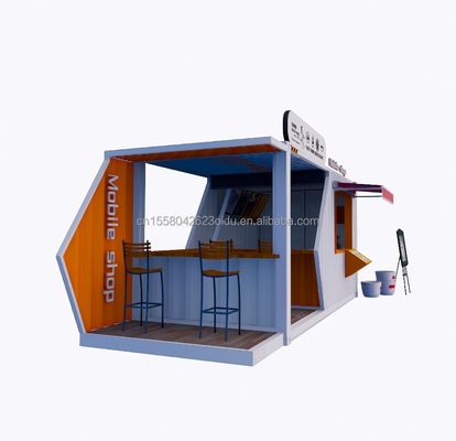 20 pieds ou 40 pieds cadre en acier mobile extensible Bar à café pop up magasin de conteneurs d'expédition avec pliage en acier galvanisé