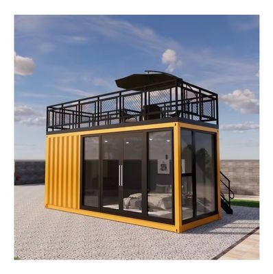 Maison de conteneurs noirs de 20 pieds avec salle de bain, cuisine d'hôtel avec une chambre, fabriquée par des maisons préfabriquées