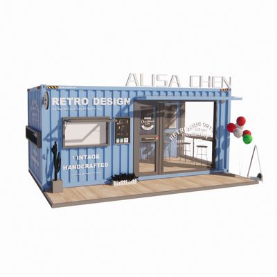 Tubes carrées en acier galvanisé maisons de conteneurs 20 pieds kiosque portable modifié café modulaire préfabriqué bar de conteneurs d'expédition