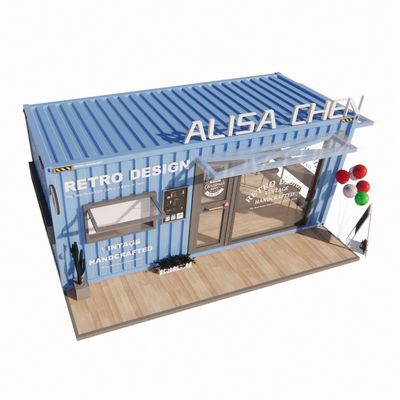 Tubes carrées en acier galvanisé maisons de conteneurs 20 pieds kiosque portable modifié café modulaire préfabriqué bar de conteneurs d'expédition