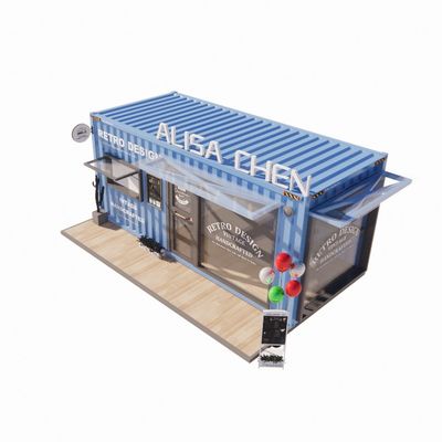 Tubes carrées en acier galvanisé maisons de conteneurs 20 pieds kiosque portable modifié café modulaire préfabriqué bar de conteneurs d'expédition