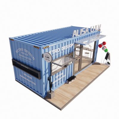 Tubes carrées en acier galvanisé maisons de conteneurs 20 pieds kiosque portable modifié café modulaire préfabriqué bar de conteneurs d'expédition