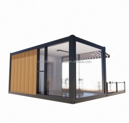 Boutique 20 pieds Restaurant mobile et bar 10 pieds 20 pieds Expédition conteneur en bois cuisine en acier galvanisé pliage 180g cadre en acier