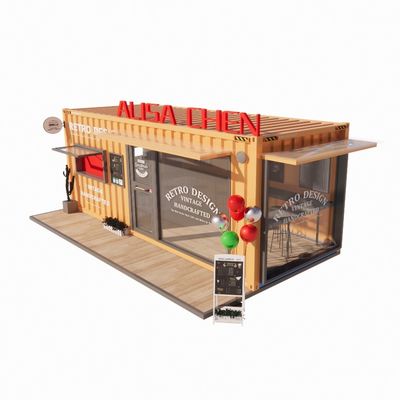 Restaurant de conteneurs de café pliable populaire avec cadre en acier et structure principale galvanisée