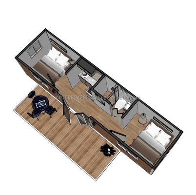 Maison familiale préfabriquée en bois avec 2 chambres 1 salle de bains 1 cuisine directement