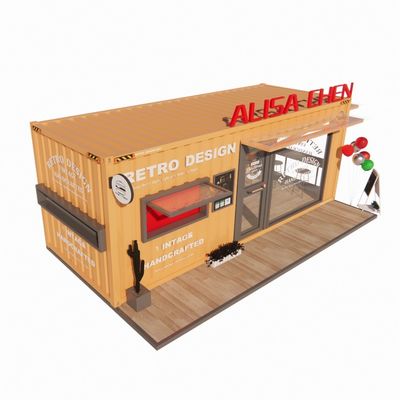 Restaurant de conteneurs de café pliable populaire avec cadre en acier et structure principale galvanisée