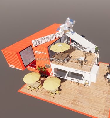 Entrepôt de conteneurs de luxe de 20 pieds Grand plancher en verre Petite maison Cabine personnalisée Villas avec 50/75/100mm ondes panneaux sandwich murs
