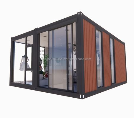 Container pliable préfabriqué de 20 pieds Maison avec panneau sandwich ondulé de 50/75/100 mm Murs Petite maison pliable pliable