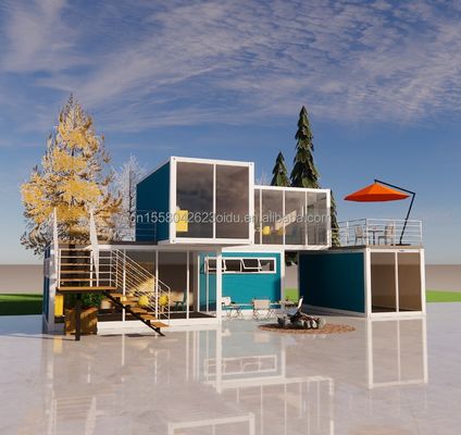 Maison de conteneurs de luxe avec fenêtres en alliage d'aluminium et pliage en acier galvanisé 180g