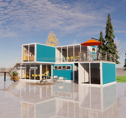 Maison de conteneurs de luxe avec fenêtres en alliage d'aluminium et pliage en acier galvanisé 180g