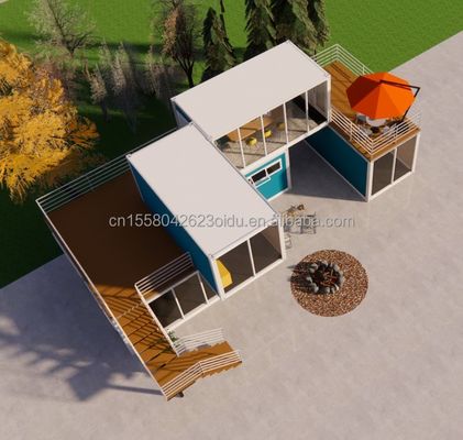 Maison de conteneurs de luxe avec fenêtres en alliage d'aluminium et pliage en acier galvanisé 180g