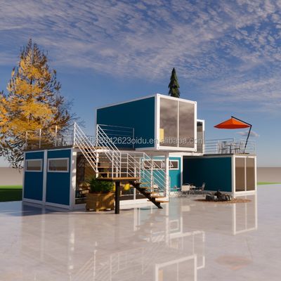 Maison de conteneurs de luxe avec fenêtres en alliage d'aluminium et pliage en acier galvanisé 180g