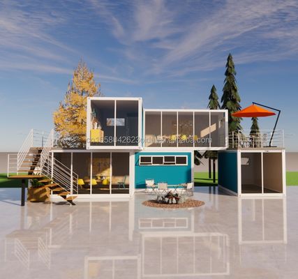 Maison de conteneurs de luxe avec fenêtres en alliage d'aluminium et pliage en acier galvanisé 180g