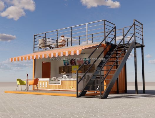 Container d'expédition préfabriqué modifié de 20 pieds Idéal pour une cafétéria pop-up Restaurant Container mobile Bar et salle de bain