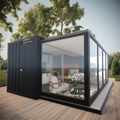 Container de bureau moderne pliable portable Cabine préfabriquée 20 pieds Container maison avec fenêtres en alliage d'aluminium