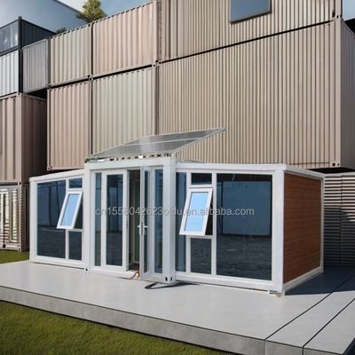 Maison de conteneurs préfabriquée pliable de 20 pieds entièrement équipée avec 2 chambres fenêtres en alliage d'aluminium