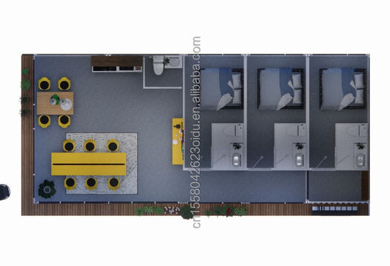 Container d'emballage plat avec 2 chambres et 3 chambres à coucher
