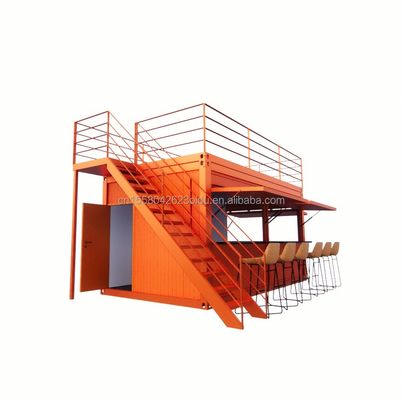 20 pieds d'emballage plat personnalisé Installation rapide Contenant en bois maison préfabriquée Bar de jardin avec tubes carrés en acier galvanisé