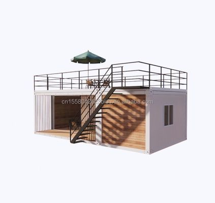 Container de 2 chambres à coucher Maison mobile de 20 pieds Studio de jardin de luxe en bois avec emballage d'avion