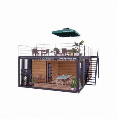 Studio de jardin de luxe en bois de 20 pieds Paquet d'appartements 2 chambres Container maison mobile avec fenêtres en alliage d'aluminium