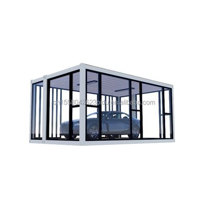Couleur personnalisée Container de 20 pieds Salle d'exposition de voitures Maison préfabriquée pliable alliage d'aluminium verre trempé Boutique mobile