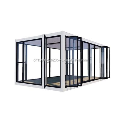 Couleur personnalisée Container de 20 pieds Salle d'exposition de voitures Maison préfabriquée pliable alliage d'aluminium verre trempé Boutique mobile